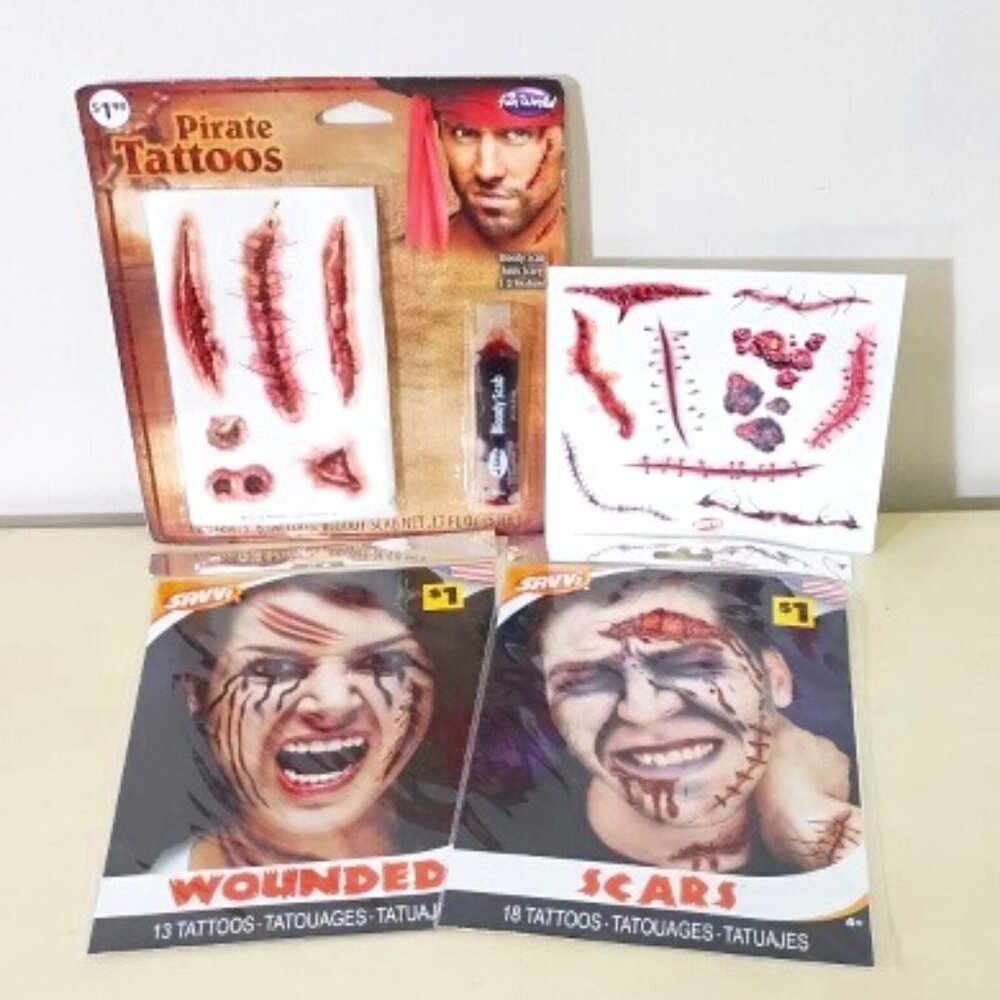 NWT - Lot of assorted pirate, wound and scar tattoos